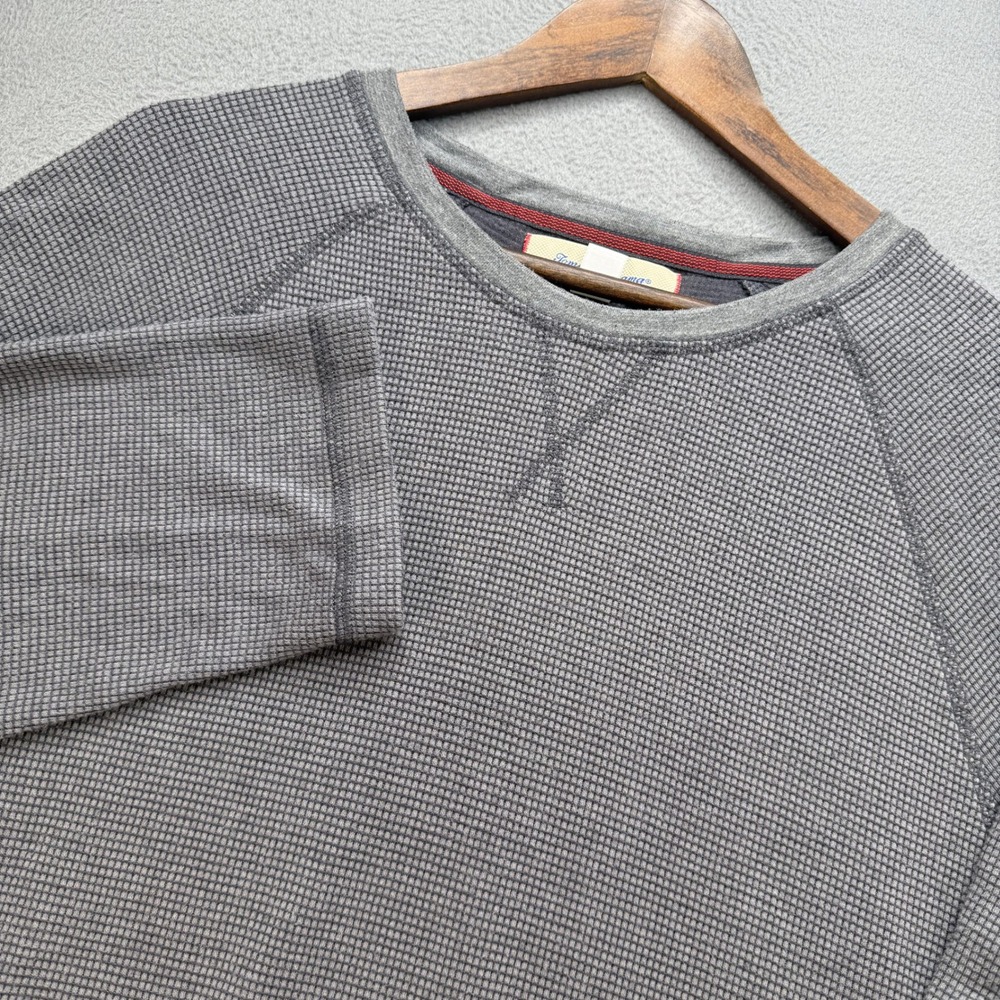 Tommy Bahama Waffle Knit Pullover Shirt Mens XXL Gray Cotton Blend Raglan Marlin